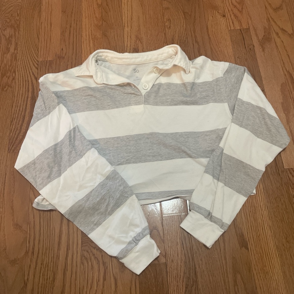 SO Gray and White Button-Up Shirt